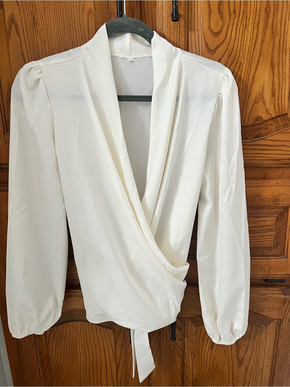 Elegant Wrap Blouse - White